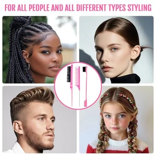 Goiple Pink Hair Styling Comb Set 3 Pieces | Detangling & Edge Brush for Women thumbnail 6