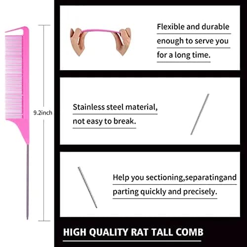 Goiple Pink Hair Styling Comb Set 3 Pieces | Detangling & Edge Brush for Women thumbnail 2