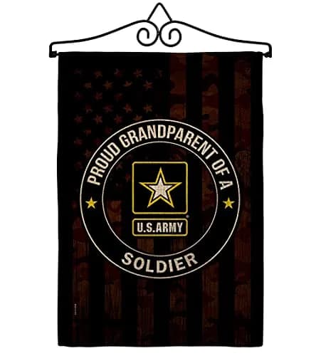 US MILITARY Proud Grandparent Army Burlap Garden Flag-Set Wall Hanger 13" x 18.5" | Double-Sided, Made In USA thumbnail 1