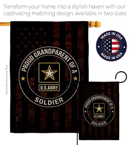 US MILITARY Proud Grandparent Army Burlap Garden Flag-Set Wall Hanger 13" x 18.5" | Double-Sided, Made In USA thumbnail 4