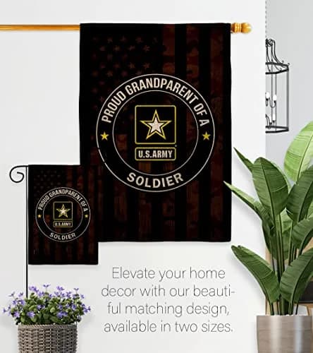 US MILITARY Proud Grandparent Army Burlap Garden Flag-Set Wall Hanger 13" x 18.5" | Double-Sided, Made In USA thumbnail 8
