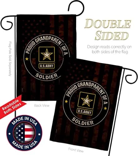 US MILITARY Proud Grandparent Army Burlap Garden Flag-Set Wall Hanger 13" x 18.5" | Double-Sided, Made In USA thumbnail 3