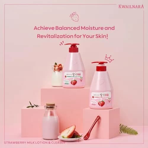 Kwailnara Strawberry Milk Body Wash 560ml (19.75 Fl Oz) | Korean Body Cleanser for Hydrated & Smooth Skin thumbnail 2