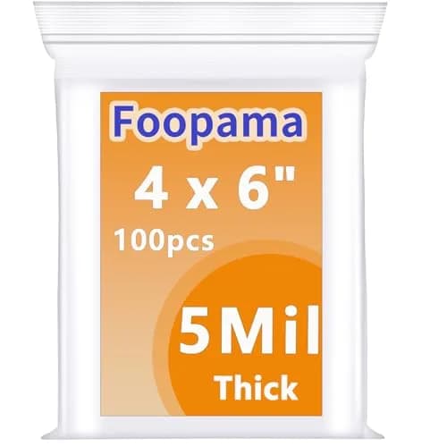 Foopama 4" x 6" Thick 5 Mil Clear Zip Poly Lock Plastic Bags (100-Pack) | Heavy Duty & Durable thumbnail 1