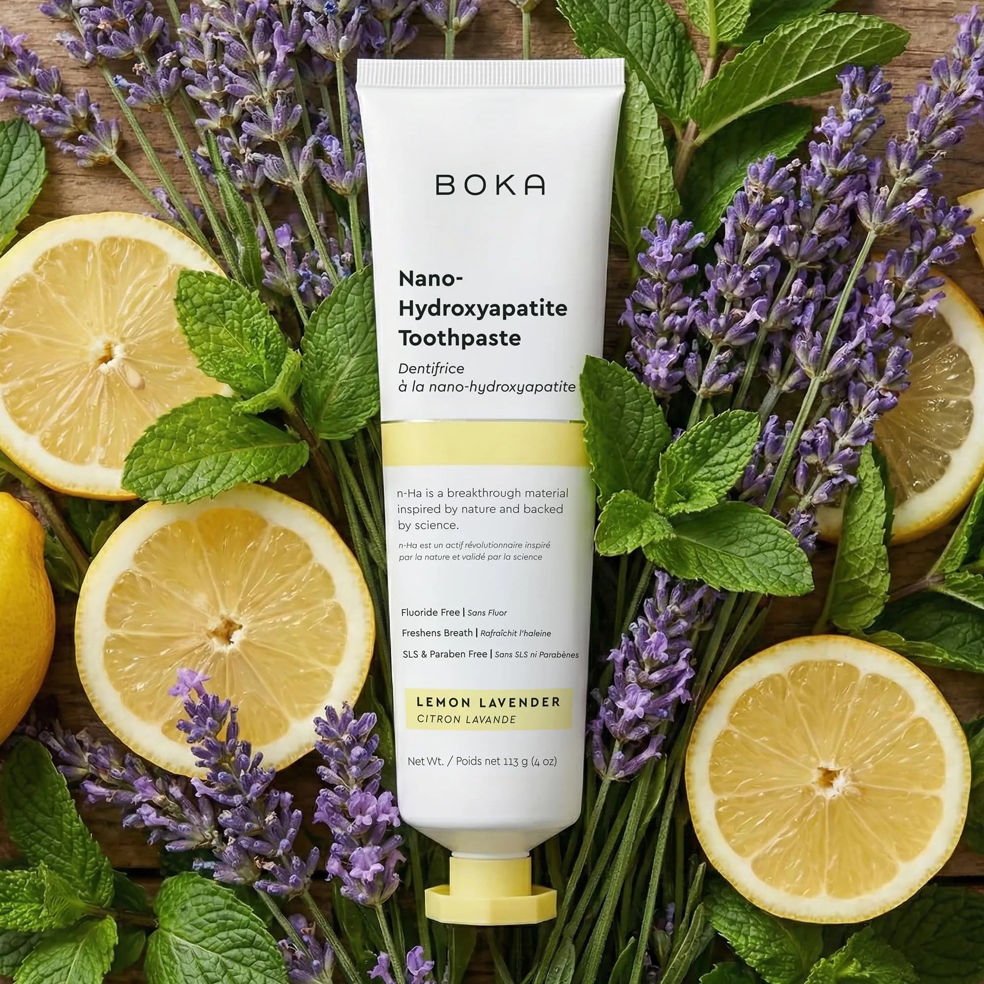 Boka Cinnamon Mint & D. Lemon Lavender Fluoride-Free Toothpaste with Nano Hydroxyapatite, 120ml (4 Fl Oz) | Enamel Care - view 2