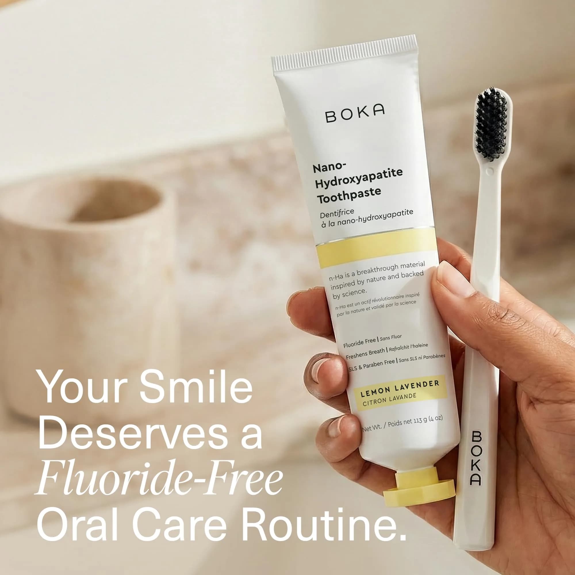 Boka Cinnamon Mint & D. Lemon Lavender Fluoride-Free Toothpaste with Nano Hydroxyapatite, 120ml (4 Fl Oz) | Enamel Care - view 3