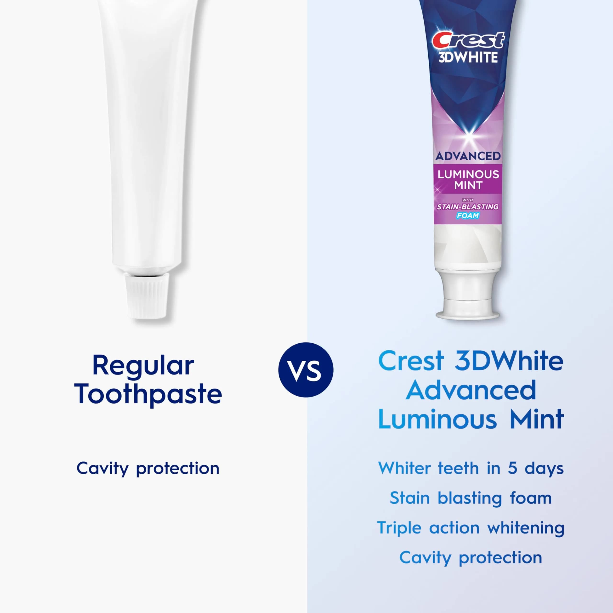 Crest 3D White Advanced Luminous Mint Toothpaste 105ml (3.7 oz) | Removes 90% More Stains - view 4