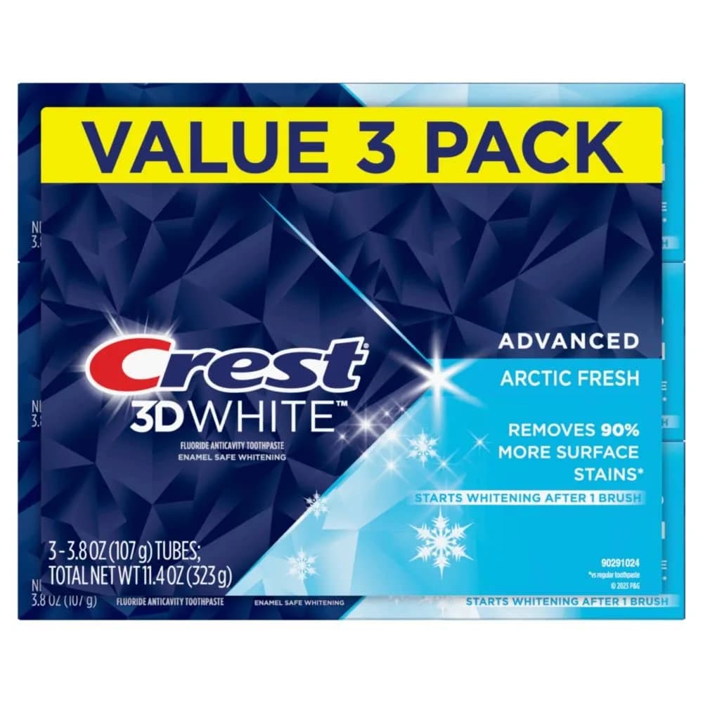 Crest 3D White Arctic Fresh Whitening Toothpaste 3.8 oz (112ml) Tubes | Removes 90% More Surface Stains - view 8