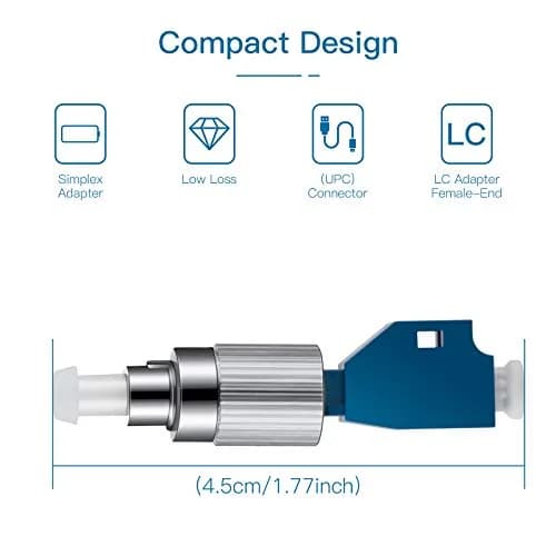 Moocci Fiber Adapter 5 Pack | Single Mode FC to LC Hybrid Connectors for Optical Fiber (120nm-1600nm) | Compatible with Optical Power Meter thumbnail 2