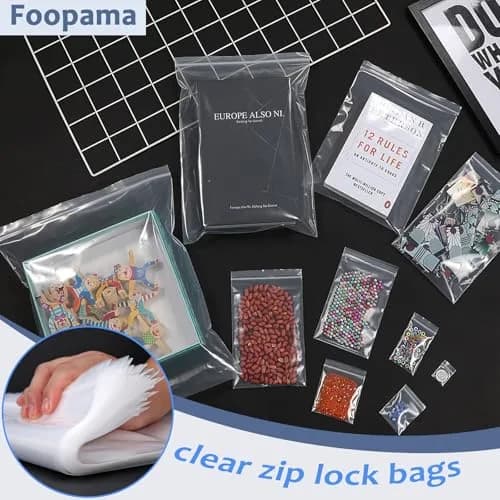 Foopama Clear Zip Lock Plastic Bags 5 Mil 2" x 3" (200 Count) | Heavy Duty & Durable Packaging thumbnail 2
