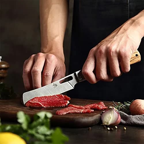 SENBON 4-Piece Folding Pocket Knife Set 20.3 cm (8 inches) | Forged 440A Stainless Steel Blades with Olive Wood Handles thumbnail 4