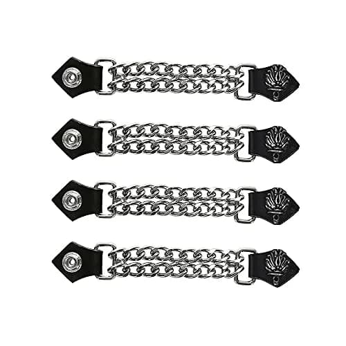 Dream Apparel 4 PCS Vest Extenders for Women Motorcycle, Faux Leather Biker Vest Extender with Double Chains, Motorcycle Vest Chains with Snaps | 6.5" Length thumbnail 1