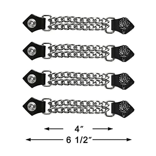 Dream Apparel 4 PCS Vest Extenders for Women Motorcycle, Faux Leather Biker Vest Extender with Double Chains, Motorcycle Vest Chains with Snaps | 6.5" Length thumbnail 2