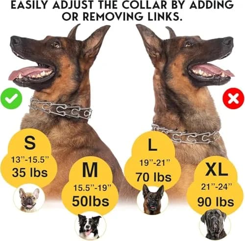 PET JETT Dog Prong Collar 18-20" | No Pull Adjustable Stainless Steel Choke Chain thumbnail 6