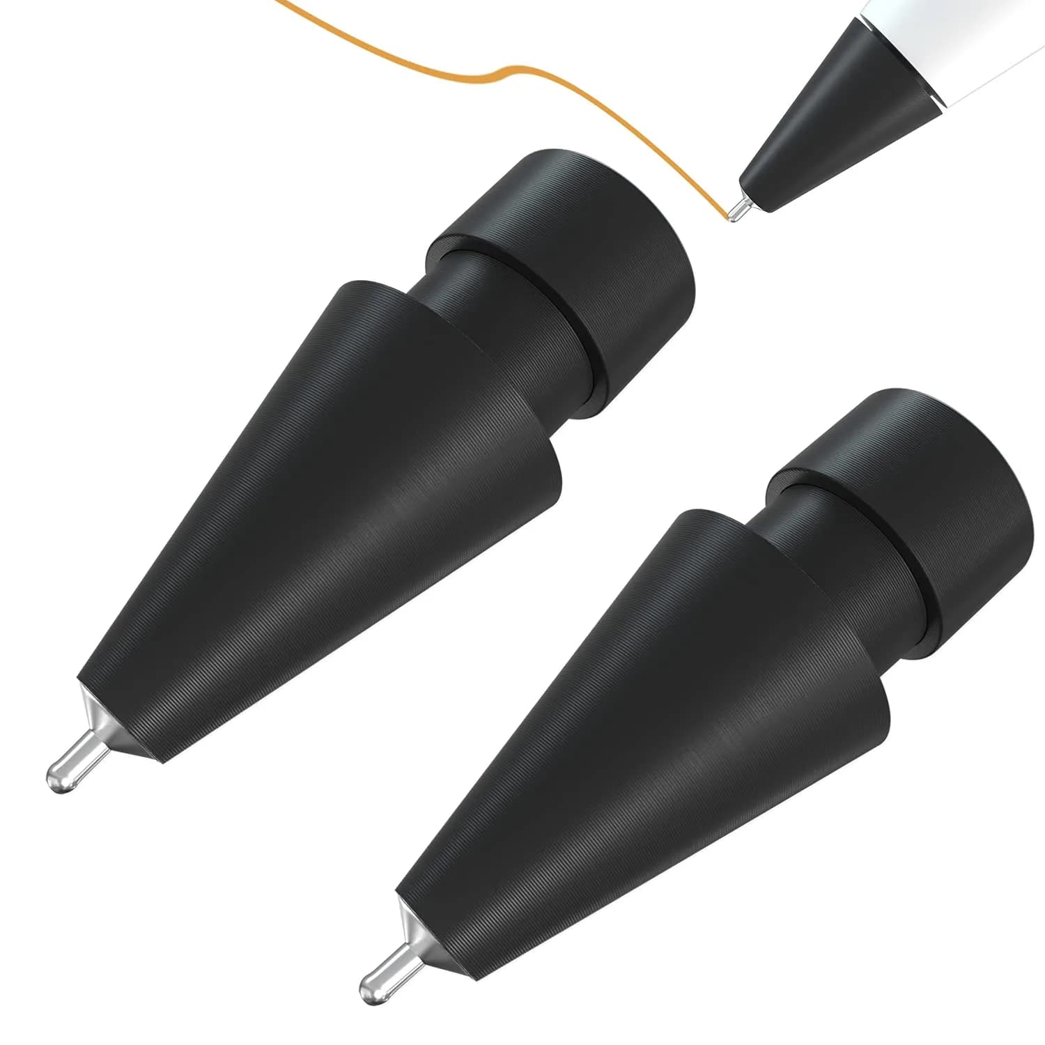 REEYEAR Black Input Pen Tips | Precise 0.78mm Fine Point Stylus Replacement for Apple Pencil 1st & 2nd Gen, Durable Copper Material, 2 Pack — 2 Pcs Black