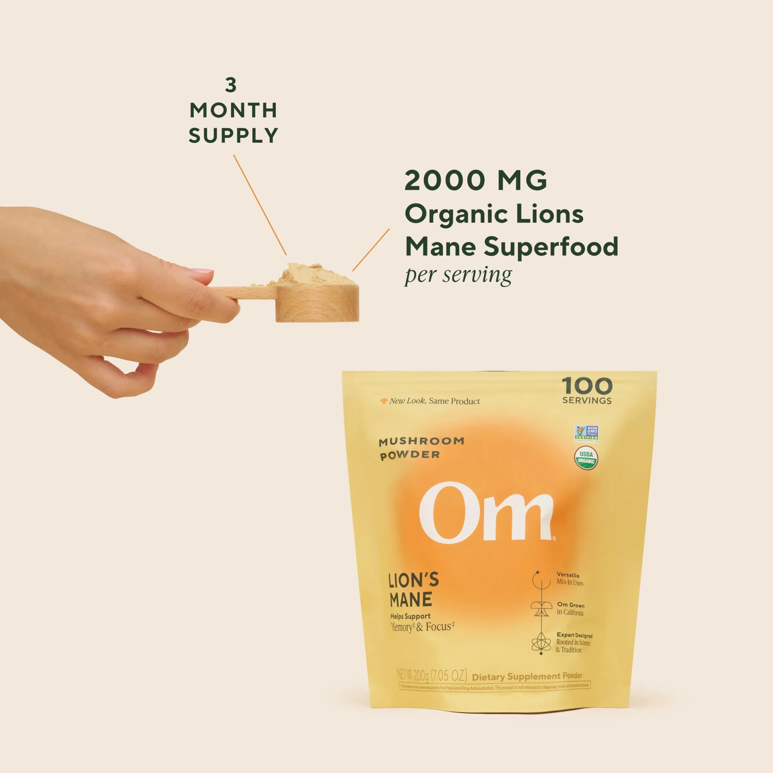 OM Mushroom Superfood Organic Lion's Mane Powder 200g (7.05 oz) | Supports Memory, Focus & Nerve Health - view 5