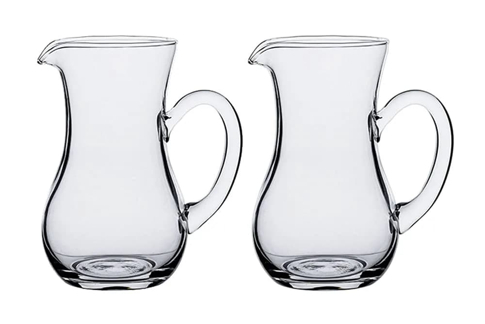 Mozacona Crystal Glass Creamer Pitcher Set 600ml (2 x 300ml) | Vintage Style Pourer for Milk, Cream, Sauces — A-300ml