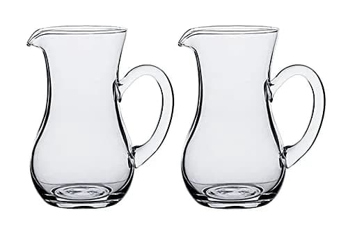 Mozacona Crystal Glass Creamer Pitcher Set 600ml (2 x 300ml) | Vintage Style Pourer for Milk, Cream, Sauces thumbnail 1