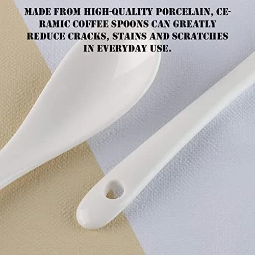 AKOAK 6.7" Ceramic Egg Spoon Set (5 Pieces) | White Long-Handled Teaspoon for Coffee, Tea, Yogurt, Ice Cream, Desserts thumbnail 7