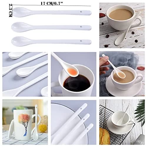 AKOAK 6.7" Ceramic Egg Spoon Set (5 Pieces) | White Long-Handled Teaspoon for Coffee, Tea, Yogurt, Ice Cream, Desserts thumbnail 8