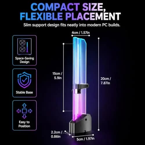 upHere GH03ARGB 5V Addressable RGB GPU Brace Support Holder | 24cm (9.4in) Adjustable Height thumbnail 6