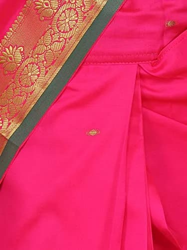 Aarika Girl's Pure Silk Saree with Blouse, Rani Pink, 5-6 Years | Party Wear Traditional Indian Outfit thumbnail 5