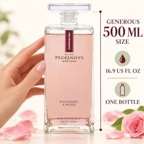 Pecksniff's Prestige 500ml Bath Soak Decanter Raindrops & Roses | Floral, Relaxing Bath Experience in India thumbnail 4