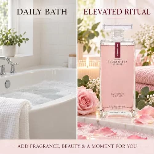 Pecksniff's Prestige 500ml Bath Soak Decanter Raindrops & Roses | Floral, Relaxing Bath Experience in India thumbnail 7