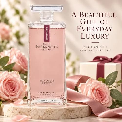 Pecksniff's Prestige 500ml Bath Soak Decanter Raindrops & Roses | Floral, Relaxing Bath Experience in India thumbnail 8