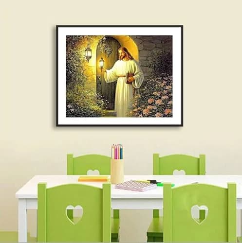 F-CANLAN 5D DIY Jesus Lamp Diamond Painting Set, Full Drill Religious Art Craft Kit for Adults (40x30 cm) thumbnail 4