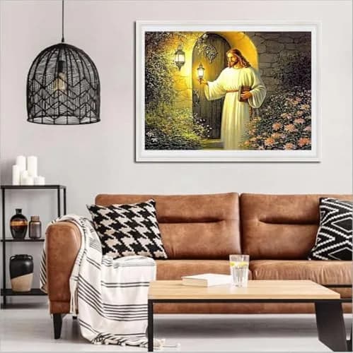 F-CANLAN 5D DIY Jesus Lamp Diamond Painting Set, Full Drill Religious Art Craft Kit for Adults (40x30 cm) thumbnail 2