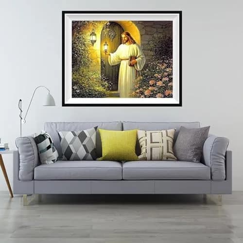 F-CANLAN 5D DIY Jesus Lamp Diamond Painting Set, Full Drill Religious Art Craft Kit for Adults (40x30 cm) thumbnail 3