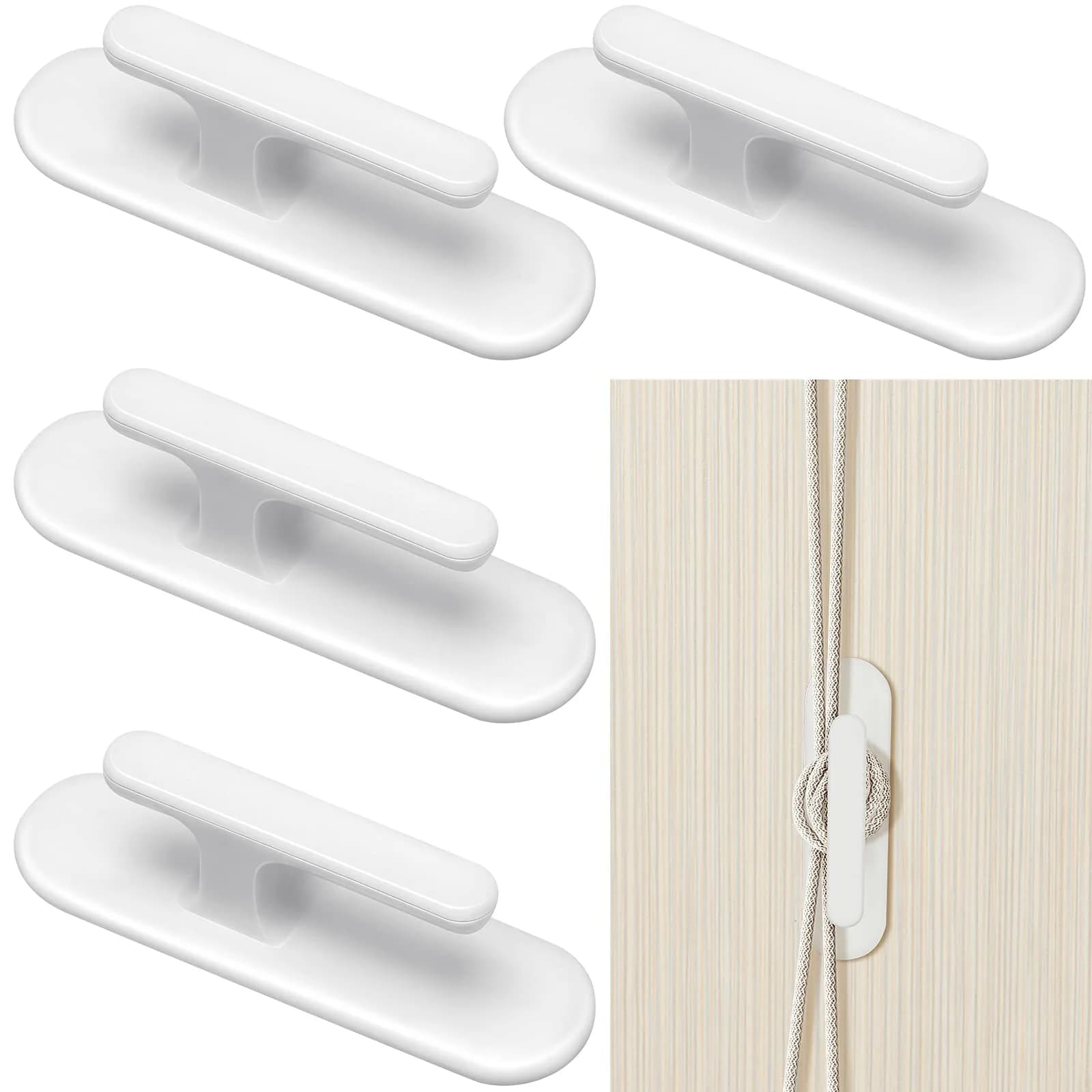Blulu Safety Cord Hooks for Blinds 4-Pack | Adhesive Wall Mount Wrap Cleats for Window Cord Management - main product image