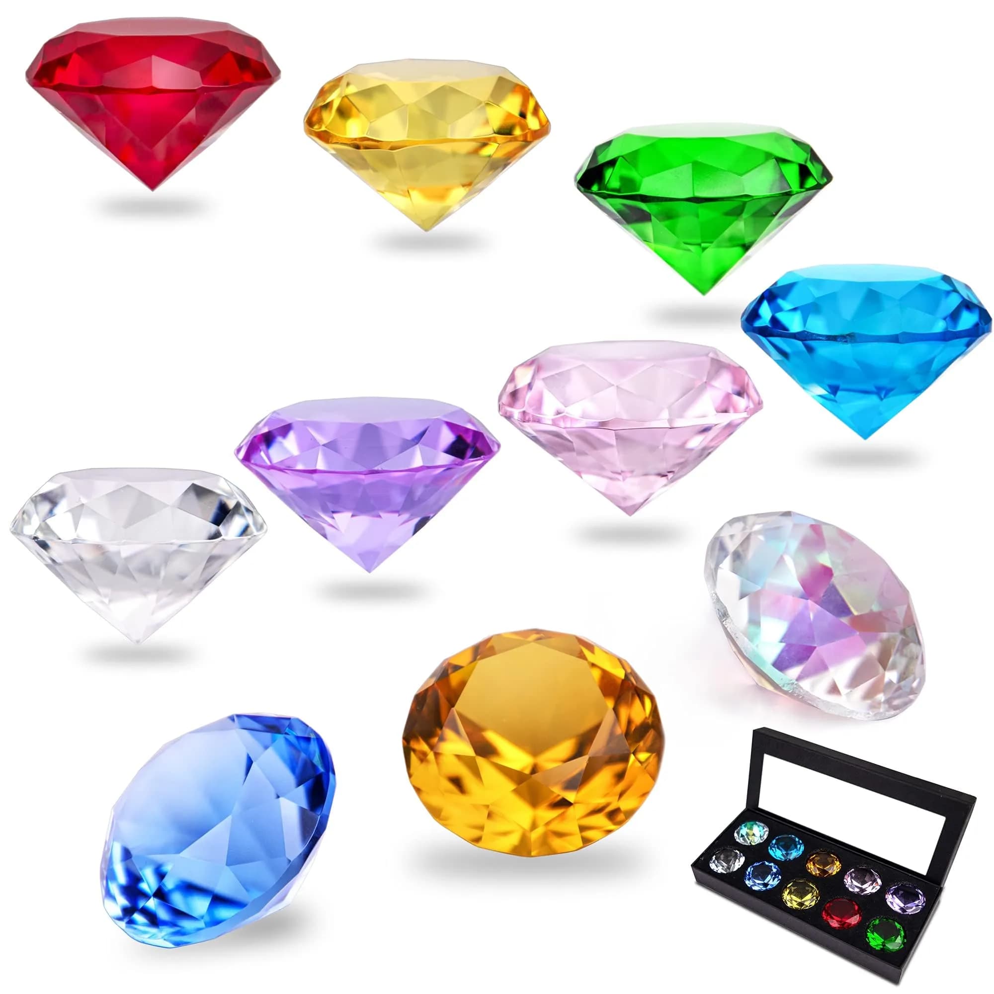 HDCRYSTALGIFTS Crystal Diamond Jewels Paperweight 40mm (1.5in) | Pack of 10 - main product image