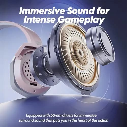 NUBWO G06 Dual Wireless Gaming Headset with Mic for PS5, PS4, PC, Mobile, Switch | 2.4GHz Wireless + Bluetooth - 100 Hr Battery - Pink thumbnail 5