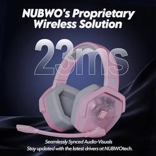 NUBWO G06 Dual Wireless Gaming Headset with Mic for PS5, PS4, PC, Mobile, Switch | 2.4GHz Wireless + Bluetooth - 100 Hr Battery - Pink thumbnail 3