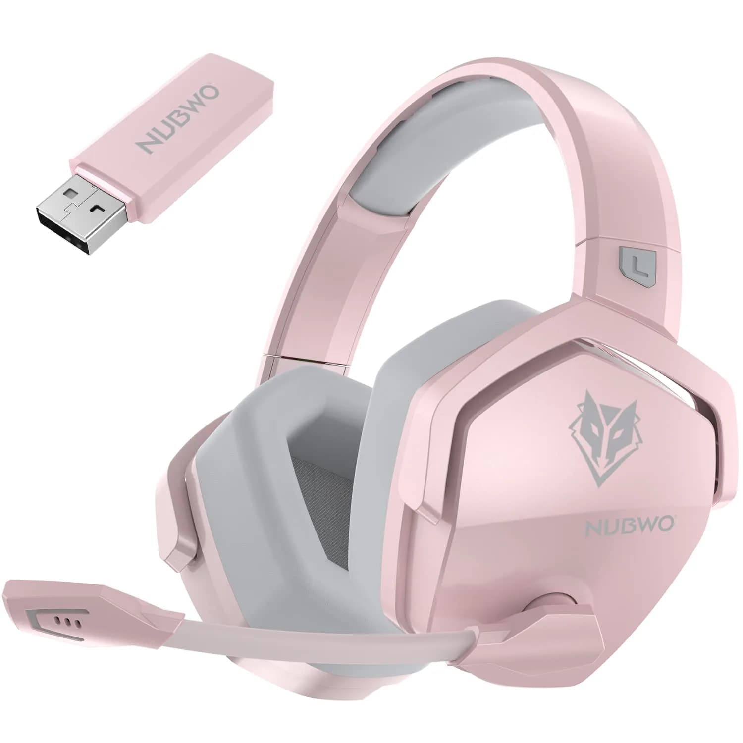 NUBWO G06 Dual Wireless Gaming Headset with Mic for PS5, PS4, PC, Mobile, Switch | 2.4GHz Wireless + Bluetooth - 100 Hr Battery - Pink - main product image
