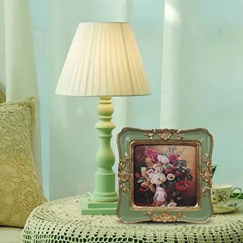 WINPLUS+ Vintage Picture Frame 3x3 inch (7.6x7.6 cm) with 4x4 inch (10.2x10.2 cm) Outer Dimensions | Antique Golden Floral Resin Display thumbnail 2