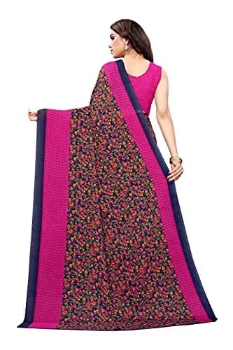 Yashika Georgette Print Saree with Unstitched Blouse (Namrata Rose), Pink, 5.5m Saree + 0.8m Blouse thumbnail 5