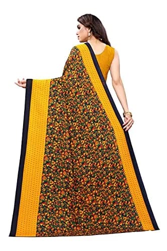 Yashika Women's Georgette Print Saree with Blouse - Yellow, 5.5m (18 ft) Saree + 0.8m (2.6 ft) Blouse thumbnail 4
