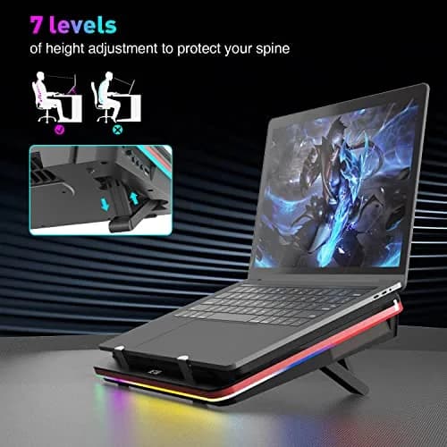 IETS GT500 RGB Laptop Cooling Pad | 5000 RPM Turbo-Fan, Variable Speed, Seal Foam, Dust Filter | 1.14 kg thumbnail 5