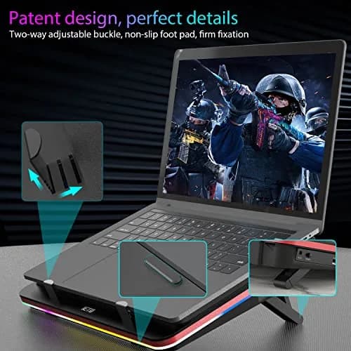 IETS GT500 RGB Laptop Cooling Pad | 5000 RPM Turbo-Fan, Variable Speed, Seal Foam, Dust Filter | 1.14 kg thumbnail 7