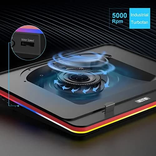 IETS GT500 RGB Laptop Cooling Pad | 5000 RPM Turbo-Fan, Variable Speed, Seal Foam, Dust Filter | 1.14 kg thumbnail 2