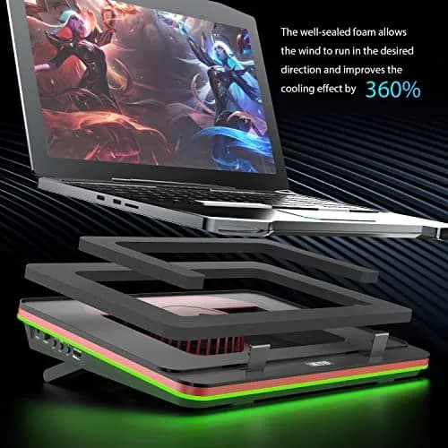 IETS GT500 RGB Laptop Cooling Pad | 5000 RPM Turbo-Fan, Variable Speed, Seal Foam, Dust Filter | 1.14 kg thumbnail 3