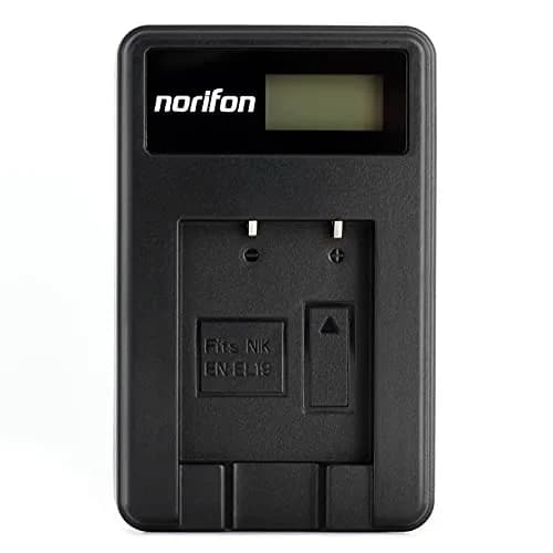 Norifon EN-EL19 LCD USB Camera Charger for Nikon Coolpix S33, S7000, S6900 | Charges 2 Batteries Simultaneously thumbnail 1