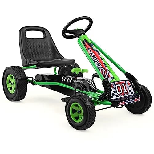 HONEY JOY Go Kart for Kids, 4 Wheel Off-Road Pedal Car | Adjustable Seat & EVA Tires (Green) thumbnail 1