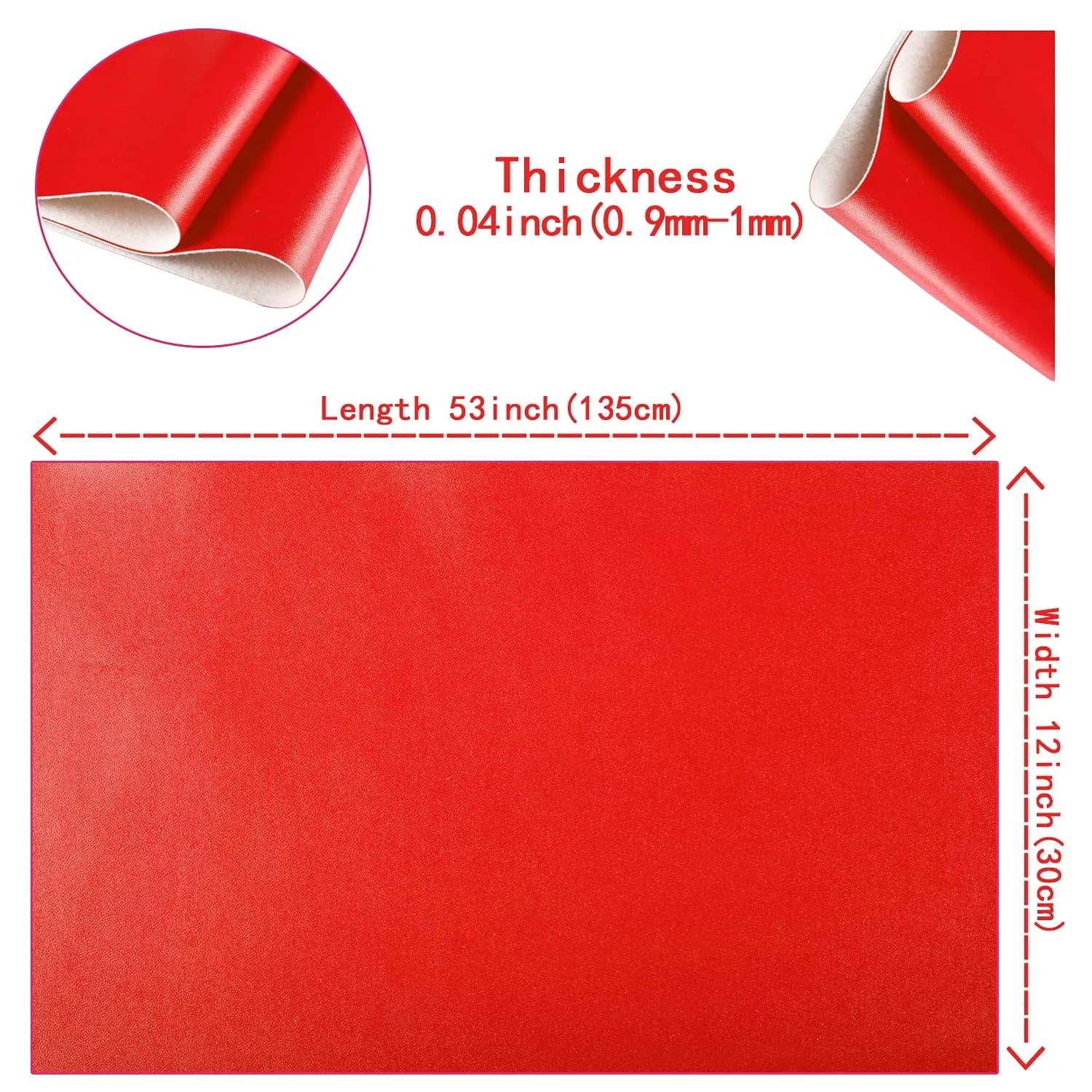 HGUAN Red Faux Leather Sheets Roll 12"X53" | Bright Solid Color for Crafts & Sewing thumbnail 4