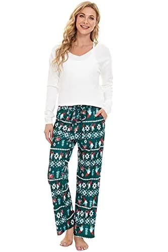 BATHRINS Womens Comfy Lounge Pants Wide Leg Drawstring Cotton Blend | Soft, Breathable & All-Season (70-120 chars) thumbnail 4