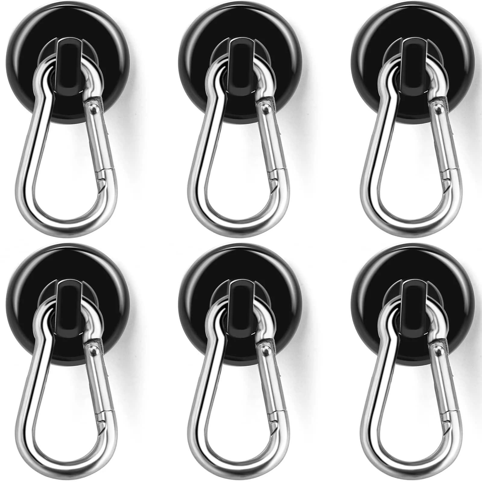 E BAVITE Magnetic Hooks 6 Pack | Heavy Duty 110LBS Capacity | Strong Neodymium Magnets for Industrial & Home Use — Black