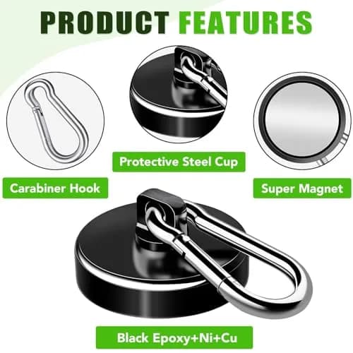 E BAVITE Magnetic Hooks 6 Pack | Heavy Duty 110LBS Capacity | Strong Neodymium Magnets for Industrial & Home Use thumbnail 5